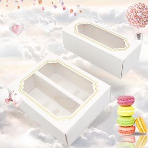 Present Wrap White Cartboard Cake Box med PVC Window Wedding Party Biscuit Paper Cupcake Baking Packaging1