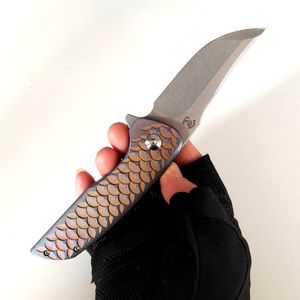 Limitowana wersja niestandardowa Barker Noże Hokkaido Składany Smok Skala Titanium Uchwyt Prawdziwy M390 Noże Outdoor Tactiacl Camping Polowanie Narzędzia Pocket EDC