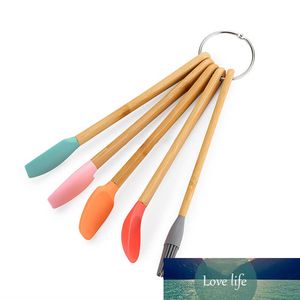 1Pcs Food Grade Silicone for Butter Cooking Multicolor Mini Spatula Bamboo Handle Baking Tools Multi Purpose