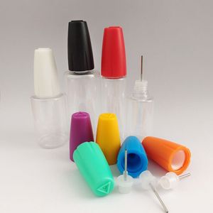 Kunststoff-Nadelflasche für E-Liquid mit bunter Kappe, rauchfarbene Edelstahlspitze, 10 ml, 15 ml, 20 ml, 30 ml Volumen, leere weiche Tropfflaschen, Ölaufbewahrung, Zigarettenzubehör