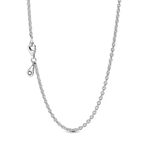 Joyería fina Auténtica 925 Collar de plata esterlina Fit Pandora Colgante Cable Cadena Cadena Collar de Cadena De Amor Compromiso DIY Boda Collares