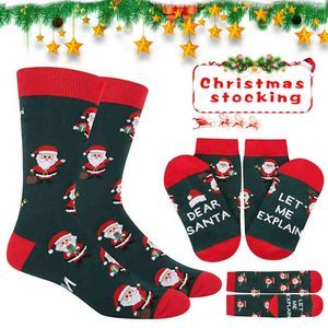 Nyligen män jul Santa Claus Casual Socks Brev Skriv ut Socking Xmas Socks S66 Y1222