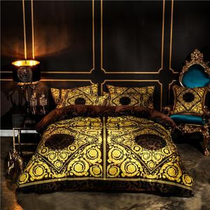 42 Winter Home Textile black 4/6pcs Thick Bedding Sets heart Bedding set Bed Linen Duvet Cover Bed Sheet Pillowcase/bed Set T200706