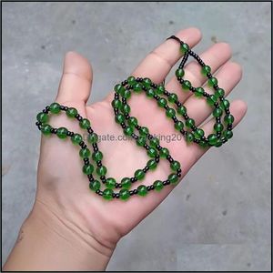 Metal Painting Arts, Crafts & Gifts Home Garden Factory Wholesale Jewelry Jade Necklace Pendant Rope Emerald Green Glass Beads Ornament Drop