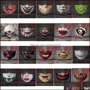 Designer-Masken Housekee Organization Home Garden 20 Styles Halloween Scary Face Mask Staubdicht Anti-Fog Pm2.5 Atmungsaktiv Waschbar Adjusta