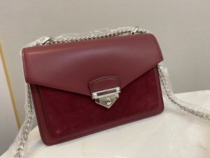 Butterfly flap single shoulder chain bag women's high quality fine wine red bag leather classic design messenger bag with box 1188
