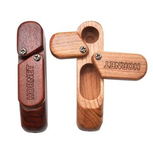 Folding Smoking Wooden Pipe Foldable Metal Monkey Hand Tobacco Cigarette Spoon Pipes With Storage Space Bowl