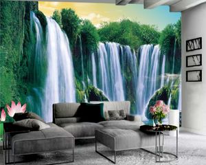 Large Waterfall Landscape Scenery 3d Wallpaper Indoor TV Background Wall Decoration Silk Mural Wallpaper