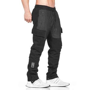 Män Bomull Joggers Byxor Fickor Overaller Gym Running Byxor Casual Fickor Mäns Fitness Sportbyxor G0104