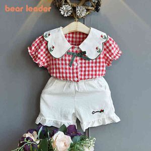 Niedźwiedź Leader Dzieci Letnie Ubrania Baby Girl Moda Zestawy Dzieci Kratę Koszula I Spodenki Stroje 2 Sztuk Dorywczo Dzieci Odzież Y220310