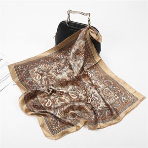 Scarf Silk Satin Bandana Women Summer Square Small Bag Wrap Bohemian Retro Paisley Ladies Scarves Indian Muslim Islamic Kerchief T200609