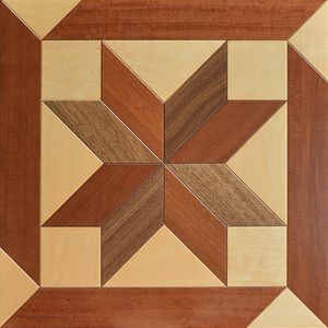 Pavimento in legno semi massello Parquet di betulla Mobili per pavimenti in legno Medaglione in PVC Intarsio Poligono Decorativo Noce nera Pannelli per la casa finiti Piastrella a stella d'arte