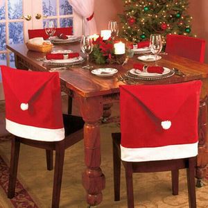 Krzesło świąteczne Okładki Santa Klauzula Czerwony Kapelusz Dla Dekoracji Domów Ozdoby Dostarcza Dinner Table Party Decor