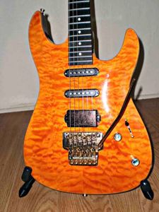 Custom Su MK1 Guitar Electric 22 Frets Quilted Maple Top Deluxe z czarnymi pickupami