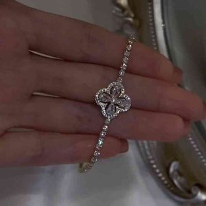 Water Drop Bracelet Clover Design Zircon Clavicle Chain Female Bride Jewelry Gift Ladies Woman