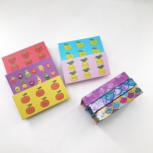 Maßgeschneiderte Private-Label-Verpackung mit süßen Früchten und Glitzer im Modemaßstab für 8-27-mm-Nerzwimpern-Streifenwimpern-Anbieter