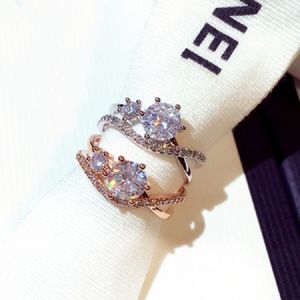 Neuer geometrischer Designer-Ring mit Zirkonia-Diamanten für Damen und Mädchen, verstellbar, offen