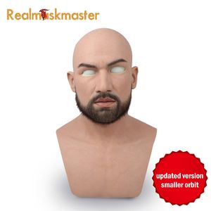 RealMaskmaster Male Latex Realistisk Vuxen Silikon Full ansiktsmaske för Man Cosplay Party Mask Fetish Real Skin Y200103