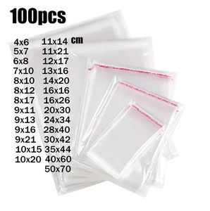 100pcs lot Self Sealing Bag Transparent Plastic OPP Bags Adhesive Cellophane Pouch for Jewelry Candies Cookies