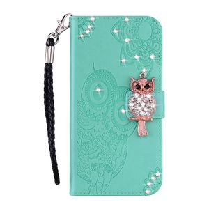 3D Diamond Owl Wallet Leather Cases For Samsung S22 Ultra Plus A22 A33 A53 G Galaxy A13 G Flower Lace Cartoon Card Holder Phone Flip Cover Imprint Night Bird Purse