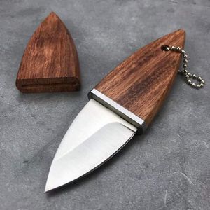 Coltelli da caccia da campeggio Oliva creativa Piccola lama fissa Eccellente nitidezza Manico in palissandro Strumento EDC mini-portatile Regalo coltello squisito