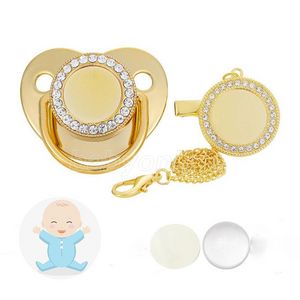 Sublimation Baby Pacifier with Clip Favor Bling Crystals Blank Infant Pacifiers Chain Birthday Gift Newborn Care Tools Color FY3558 Sj1n24
