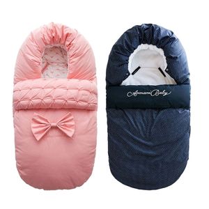Premium Baby Sleeping Bag Urodzony Sleepsacks Koc Koperta Bow Outer Toddler Zima Ciepła Swaddle Wózek Wrap 220216