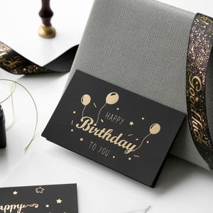 Cartão de bronzeamento preto Obrigado feliz aniversário Eu te amo Imprimir convites de casamento + cartão de envelope cartão de bênção de férias GWA2458