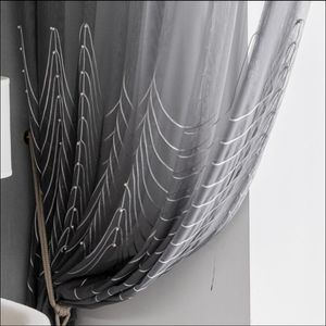 Grey Pearl window Sheer curtains Nordic Light luxury living room balcony bedroom shading simple modern white curtain