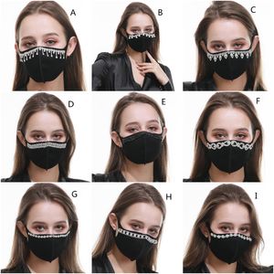 Cyklingmasker Outsides och Haze Masks Filter Reusable Dammsäker bomull Facemask Rhinestone Running Vandring