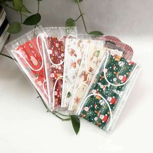 Foreign trade bright Christmas pattern mask accessories disposable three-layer protection colorful small gifts