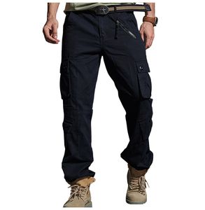 Mäns Multi-Fockets Militärlastbyxor Army Fight Assault Tactical Combat Long Byxor Casual Straight Cotton Work Trouser LJ201007