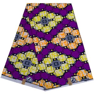 Tecido africano roxo 6 metros / lote Ankara Pano de poliéster para vestido costurando tecido de impressão de cera real pelo desenhista de quintal