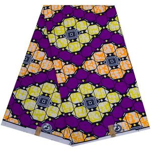 Tessuto africano viola 6 Yards / lot Panno in poliestere Ankara per abito da cucire Tessuto stampa cera reale tagliato a misura Designer