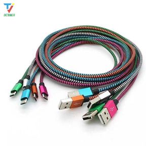 1M 3FT 2M 6FT 3M 10FT Aluminium Fabric micro 5pin usb cable Date Sync Charger Cable for Sumsung 100 PCS