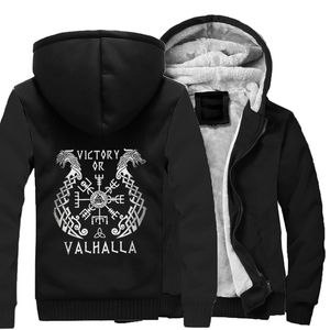 Odin Vikings Winter Jacket Men Coat Gone to Valhalla Coats Zipper Fleece Thcik Warm Hooded Hoodies Sweatshirt Overcoat Outwear C1117