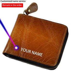 Men Cowhide Horizontal Bifold Casual Short Card Coin Holder Fahion Zipper Around Purse Wallet