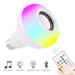Smart LED E27 Licht RGB Draadloze Bluetooth Luidsprekers Lamp Lamp Muziek Afspelen Dimbare 12 W Muziekspeler Audio DHL Gratis verzending
