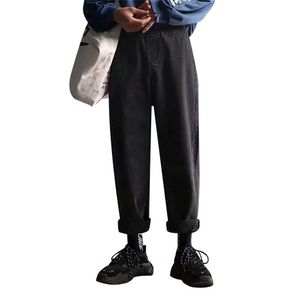 남자 패션 단단한 느슨한 청바지 남자 가을 넓은 다리 데님 바지 청바지 남성 빈티지 스트레이트 발목 길이 청바지 플러스 사이즈 201111