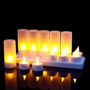 12PCS LED Rechargeable Candle Lamps Flameless Warm Tea Light Decoration 220V with AU Plug T200108