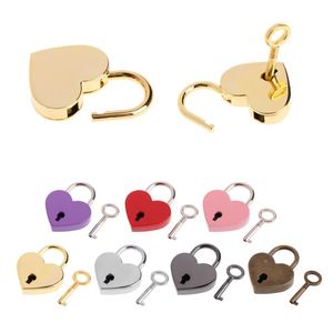 Heart Shape Padlocks Vintage Old Antique Style Mini Archaize Key Lock With Keys Travel Handbag Suitcase Padlock Mixed Colors