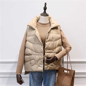 Women Autumn Winter Down Vests 90% White Duck Jacket Ladies Casual Short Coat Female Waistcoat 211220