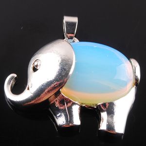 Wojiaer 10st Natural Stone Elephant Rose Quartzs Pendant For DIY Women Necklace Earring Accessories Jewelry Making Bn370