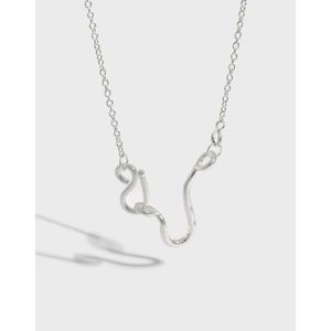 Shanice 925 sterling silver hänge halsband ins nisch mörk design linje konsistens charms halsband baser kvinnor män smycken för DIY Q0531