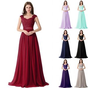 Babyonline Elegant Bridesmaid Dresses Lace Appliques Sequins Beads Cap Sleeves V Neck Chiffon Party Evening Gowns Classic Prom Dresses CPS233 on Sale