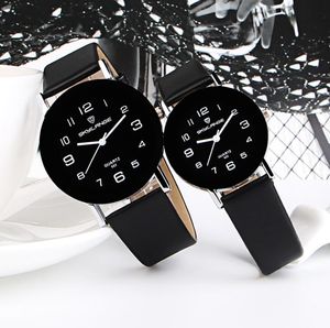 Новые классические простые дамы мужские кварцевые наручные часы кожаные полосы Coloful часы пары цифры дизайн студент любовники