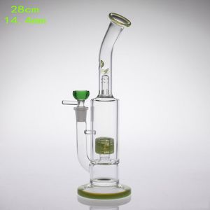 Wholesale two perc glass bong for sale - Group buy Rancom Bowl Joint Size mm cm Hookahs Fluorescent Green Glass Bongs two fuction Dab Rigs Tire Perc Arm Tree Dab Rigs Smoking bong