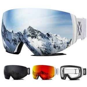 JULI Professional Magnetic Ski Goggles Double Layers Lens Anti-fog UV400 Big Ski Mask Glasses Snowboard Goggles For Men Women 220214