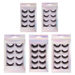 4Pair/lot 3D False Eyelashes Thick Fake Lashes 100% Hademade Faux Mink Eyelash Extensions Wispy Cross Lahes Cruelty Free