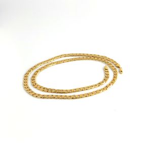 Hip-Hop 14 K Solid Yellow Gold GF Curb Cuban Link Łańcuch Naszyjnik Włoski znaczek AU750 Męskie kobiety 7mm 750mm długości